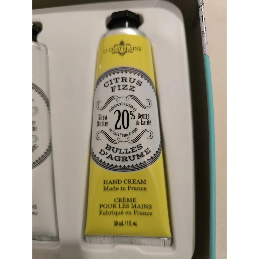 New  La CHATELAINE Hand Cream Set Of 3 ‎ Gardenia, White Grapefruit ,Citrus Fizz